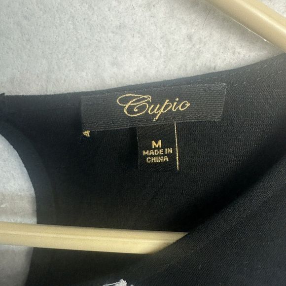 Cupio Blouse Women Medium Black Mandala Pattern Keyhole Back Flared Long Sleeve - Picture 3 of 10